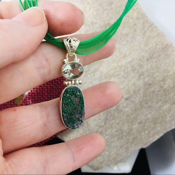 Natural Green Uvarovite Garnet Pendant - Picture 5 of 9